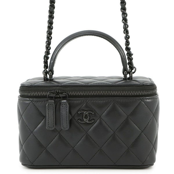 シャネル チェーンショルダーバッグ マトラッセ ココマーク ヴァニティケース ラムスキン AP2199 CHANEL 2way バニティ 黒