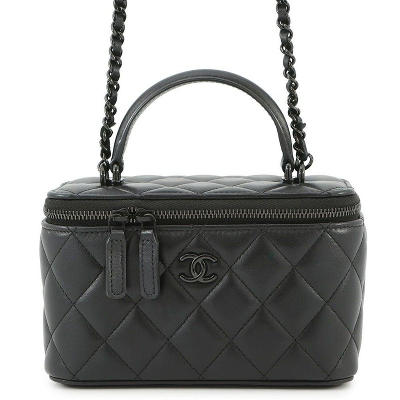 シャネル チェーンショルダーバッグ マトラッセ ココマーク ヴァニティケース ラムスキン AP2199 CHANEL 2way バニティ 黒