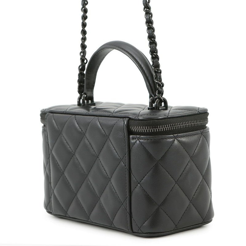 シャネル チェーンショルダーバッグ マトラッセ ココマーク ヴァニティケース ラムスキン AP2199 CHANEL 2way バニティ 黒