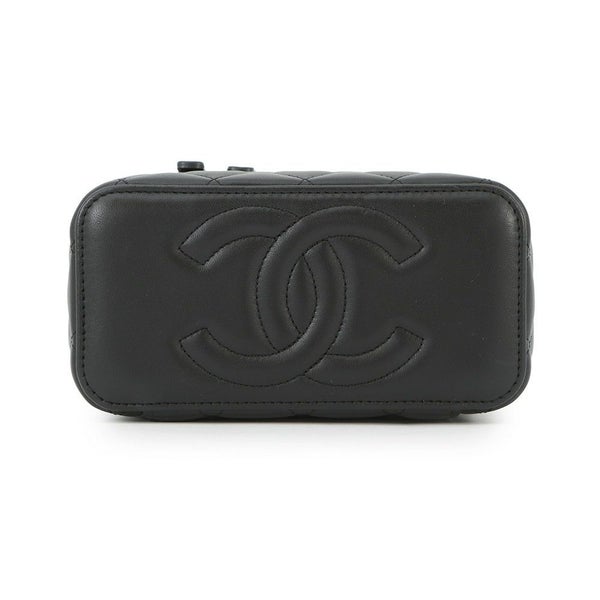 シャネル チェーンショルダーバッグ マトラッセ ココマーク ヴァニティケース ラムスキン AP2199 CHANEL 2way バニティ 黒