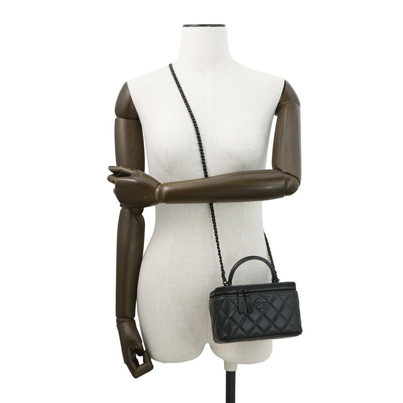 シャネル チェーンショルダーバッグ マトラッセ ココマーク ヴァニティケース ラムスキン AP2199 CHANEL 2way バニティ 黒