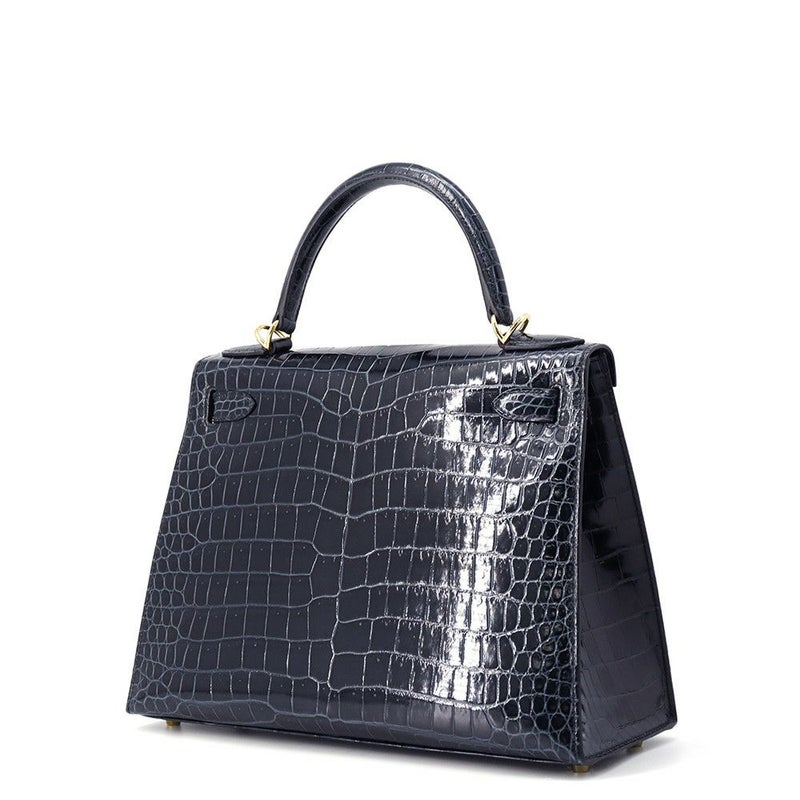 エルメス ハンドバッグ ケリー28 外縫い ブルーマリン/ゴールド金具 ポロサスシャイン Y刻印 2wayショルダー