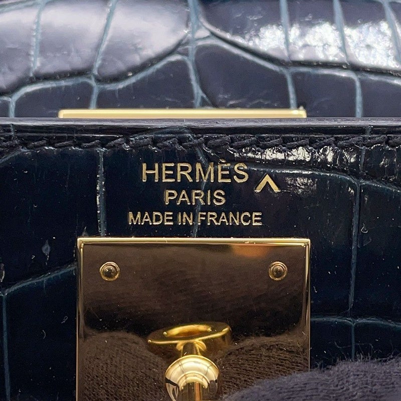 エルメス ハンドバッグ ケリー28 外縫い ブルーマリン/ゴールド金具 ポロサスシャイン Y刻印 2wayショルダー