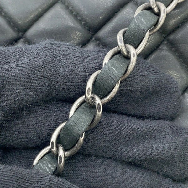 シャネル チェーンショルダーバッグ マトラッセ ココマーク シングルフラップ スパークル レザー CHANEL 黒