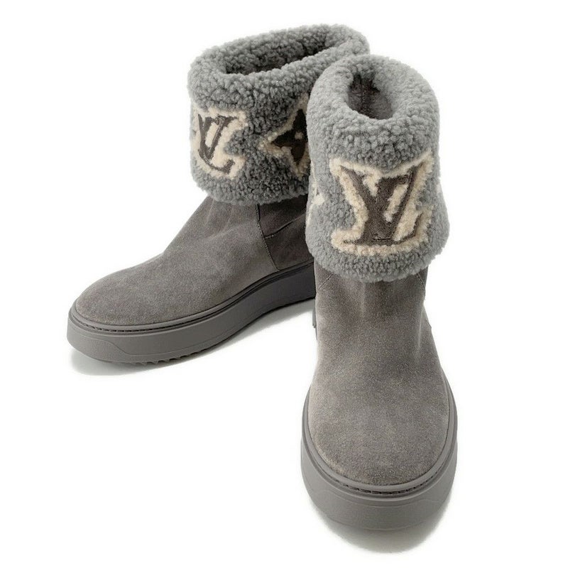 ルイヴィトン ブーツ スエード ムートン スノードロップ・ライン アンクルブーツ レディースサイズ36 1/2 靴 セール品