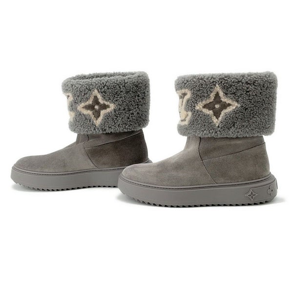 ルイヴィトン ブーツ スエード ムートン スノードロップ・ライン アンクルブーツ レディースサイズ36 1/2 靴 セール品