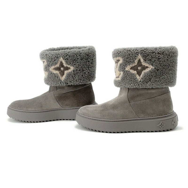 ルイヴィトン ブーツ スエード ムートン スノードロップ・ライン アンクルブーツ レディースサイズ36 1/2 靴 セール品