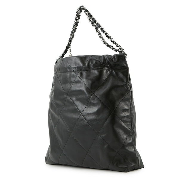 シャネル チェーンショルダーバッグ CHANEL 22 マトラッセ スモール シャイニーカーフレザー AS3261 ポーチ付き 黒