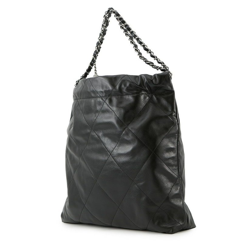 シャネル チェーンショルダーバッグ CHANEL 22 マトラッセ スモール シャイニーカーフレザー AS3261 ポーチ付き 黒