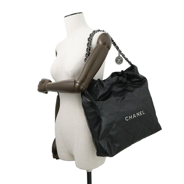 シャネル チェーンショルダーバッグ CHANEL 22 マトラッセ スモール シャイニーカーフレザー AS3261 ポーチ付き 黒