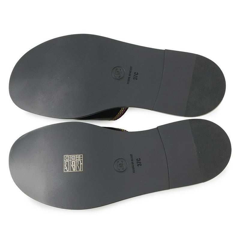 シャネル サンダル ココマーク レザー レディースサイズ37C CHANEL 靴 黒