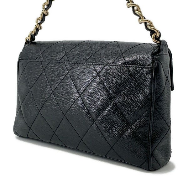 シャネル チェーンショルダーバッグ ココマーク マトラッセ キャビアスキン CHANEL ワンショルダー 黒