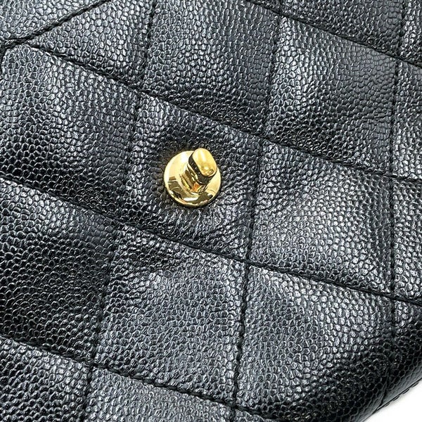 シャネル チェーンショルダーバッグ ココマーク マトラッセ キャビアスキン CHANEL ワンショルダー 黒