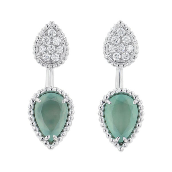 ブシュロン ピアス セルパンボエム 2モチーフ スタッズ アクアプレーズ 1P 1.53ct/1P 1.53ct ダイヤ 8P 計0.16ct/8P 計0.16ct K18WG