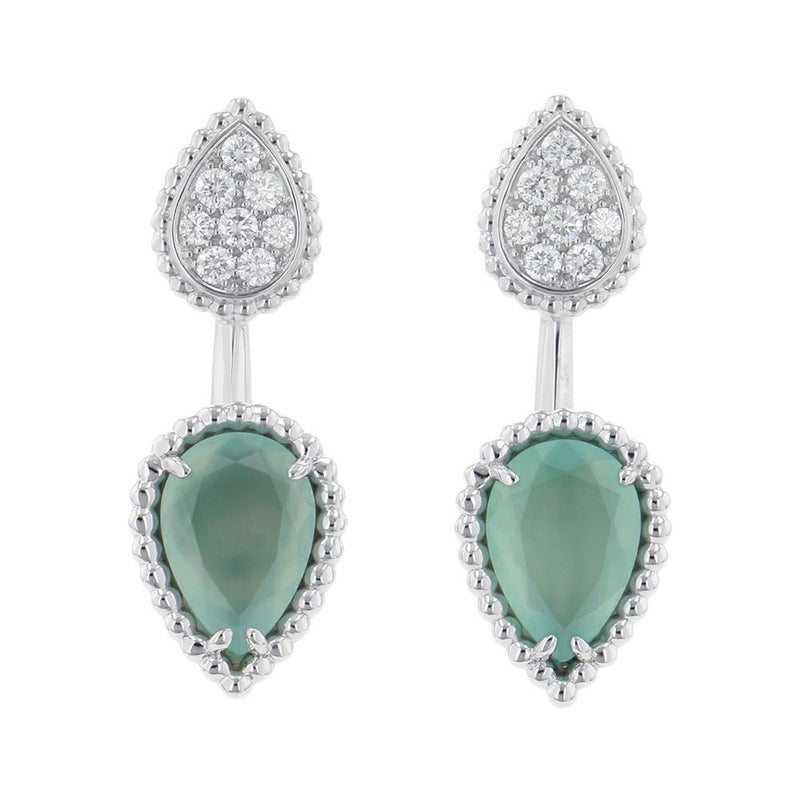 ブシュロン ピアス セルパンボエム 2モチーフ スタッズ アクアプレーズ 1P 1.53ct/1P 1.53ct ダイヤ 8P 計0.16ct/8P 計0.16ct K18WG