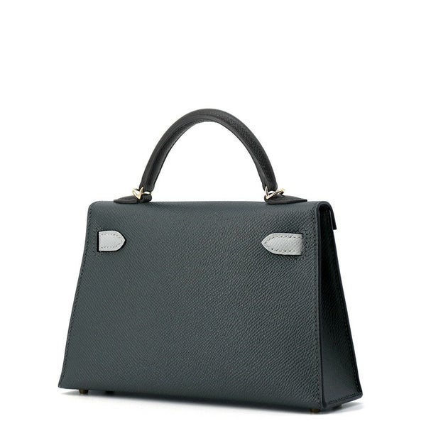 エルメス ミニケリー2 外縫い トリコロール ヴェールマングローブ/ブラック/グリパンタン/シャンパンゴールド金具 エプソン K刻印 2wayショルダー