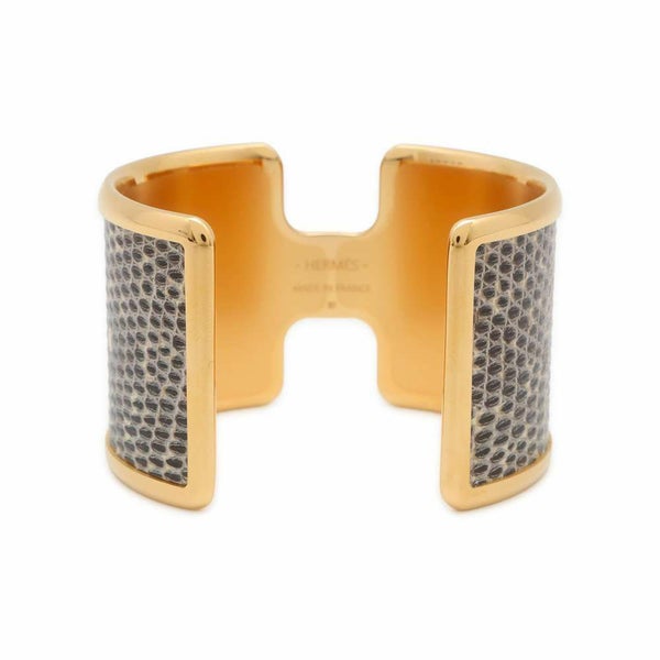 エルメス ブレスレット オランプ Olympe カフブレスレット オンブレ/ゴールド金具 リザードナチュラ