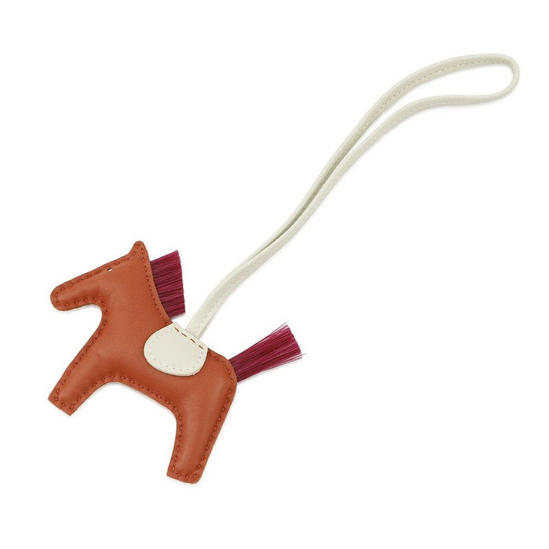 エルメス バッグチャーム ロデオPM コーネリアン /クレ/マグノリア ラムスキン/クリノラン B刻印