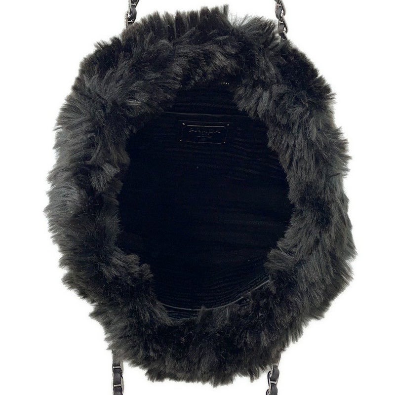 プラダ トートバッグ トライアングルロゴ フェイクファー BR4759 PRADA 黒