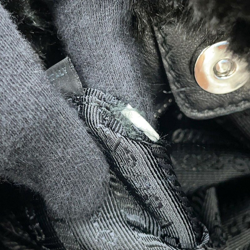 プラダ トートバッグ トライアングルロゴ フェイクファー BR4759 PRADA 黒