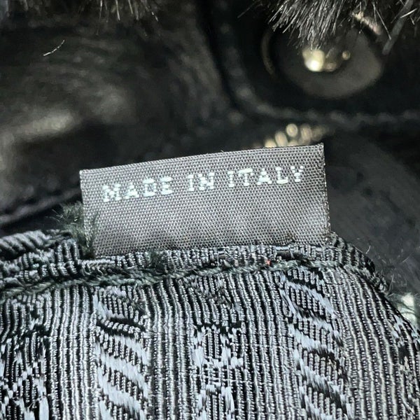 プラダ トートバッグ トライアングルロゴ フェイクファー BR4759 PRADA 黒