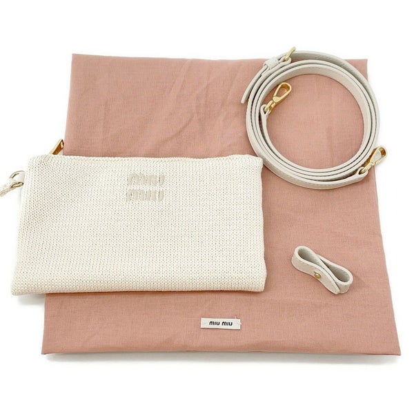 ミュウミュウ トートバッグ IVY アイビー コットン 5BG281 Miu Miu 2way 白