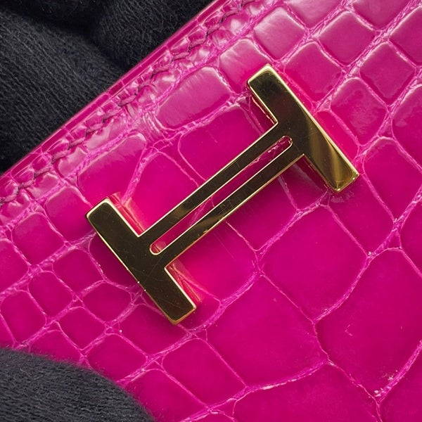 エルメス 長財布 ベアンスフレ ローズシェヘラザード/ゴールド金具 アリゲーターシャイン D刻印 HERMES 財布