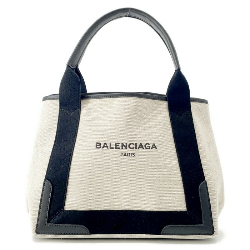 バレンシアガ トートバッグ ネイビーカバス S ポーチ付 339933 BALENCIAGA 黒 白 スモールサイズ