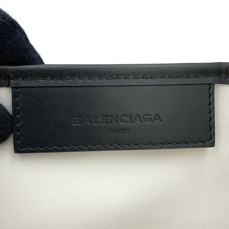 バレンシアガ トートバッグ ネイビーカバス S ポーチ付 339933 BALENCIAGA 黒 白 スモールサイズ