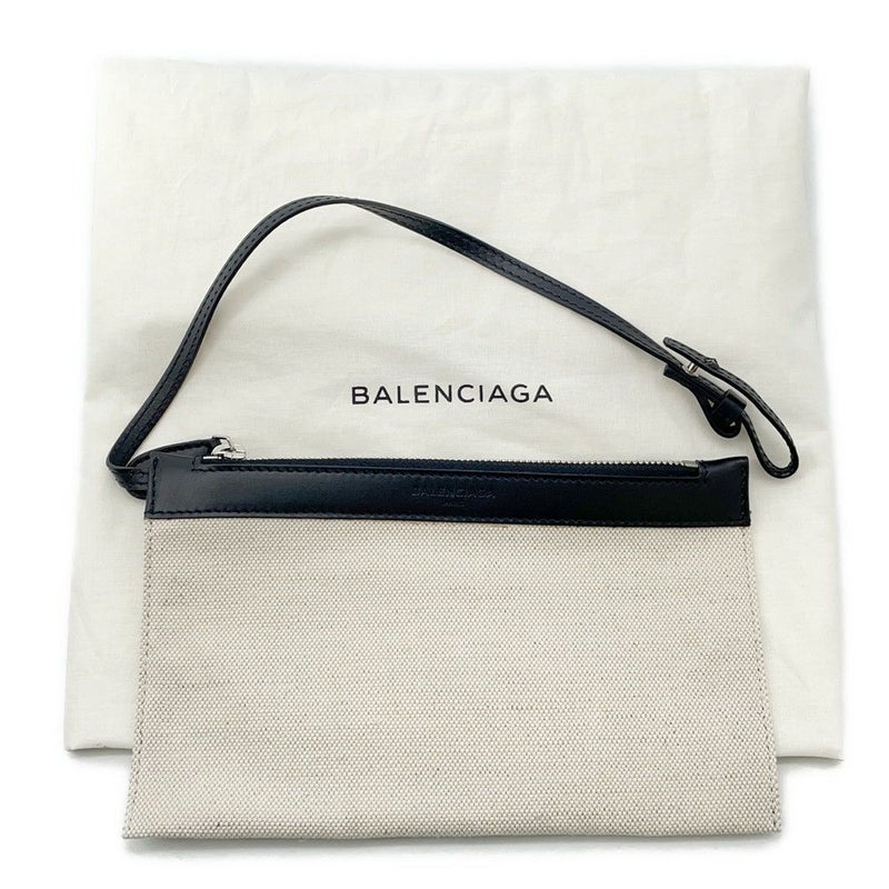バレンシアガ トートバッグ ネイビーカバス S ポーチ付 339933 BALENCIAGA 黒 白 スモールサイズ