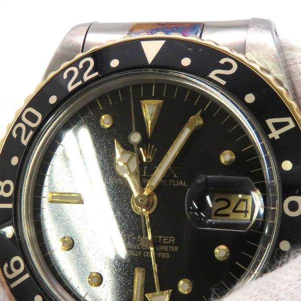 ロレックス GMTマスター 55番 SS/K18YG 1675/3 フジツボダイアル ROLEX 腕時計 黒文字盤
