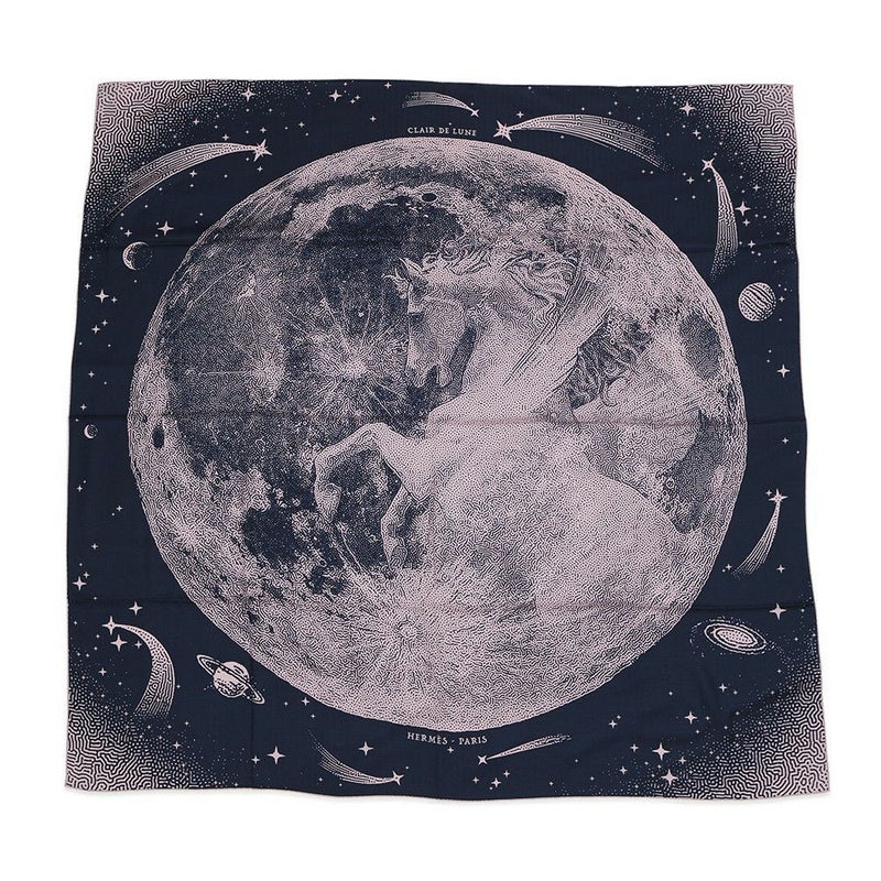 エルメス ストール カレ140 カレジェアン クレール・ドゥ・リュンヌ HERMES シルク カシミヤ 2023秋冬 ソルド品