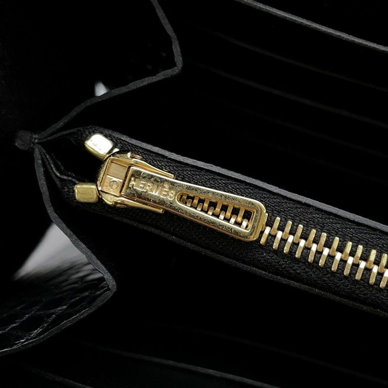 エルメス 長財布 コンスタンス ロング ブラック/ゴールド金具 アリゲーターマット C刻印 HERMES 財布 黒