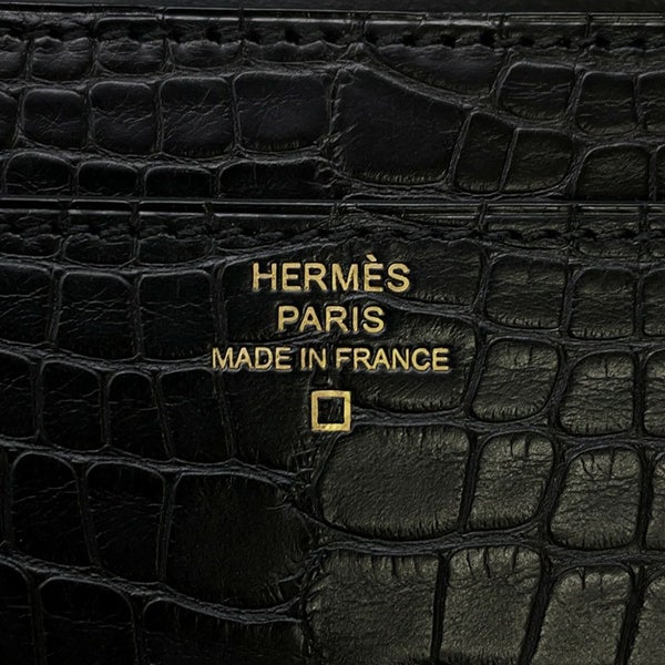 エルメス 長財布 コンスタンス ロング ブラック/ゴールド金具 アリゲーターマット C刻印 HERMES 財布 黒