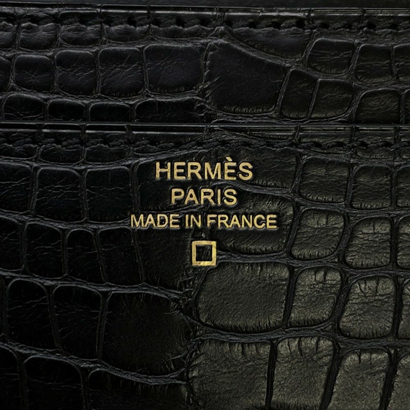 エルメス 長財布 コンスタンス ロング ブラック/ゴールド金具 アリゲーターマット C刻印 HERMES 財布 黒