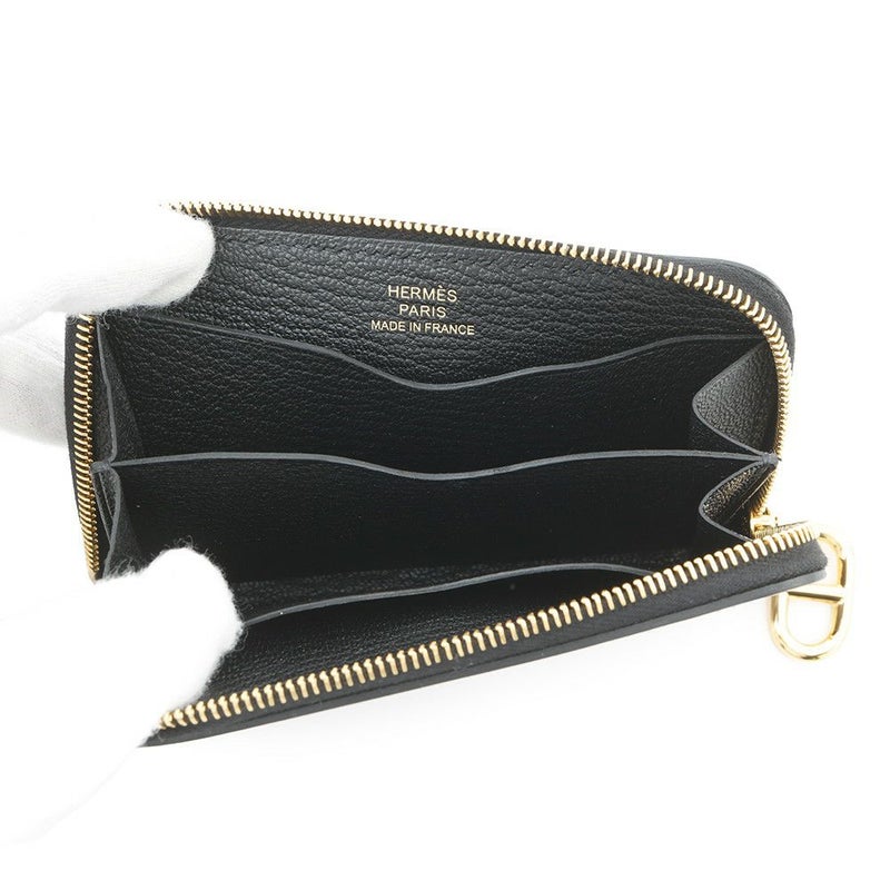 エルメス コインケース  ジップアンゴー コンパクト ブラック/ゴールド金具 エバーカラー K刻印 黒
