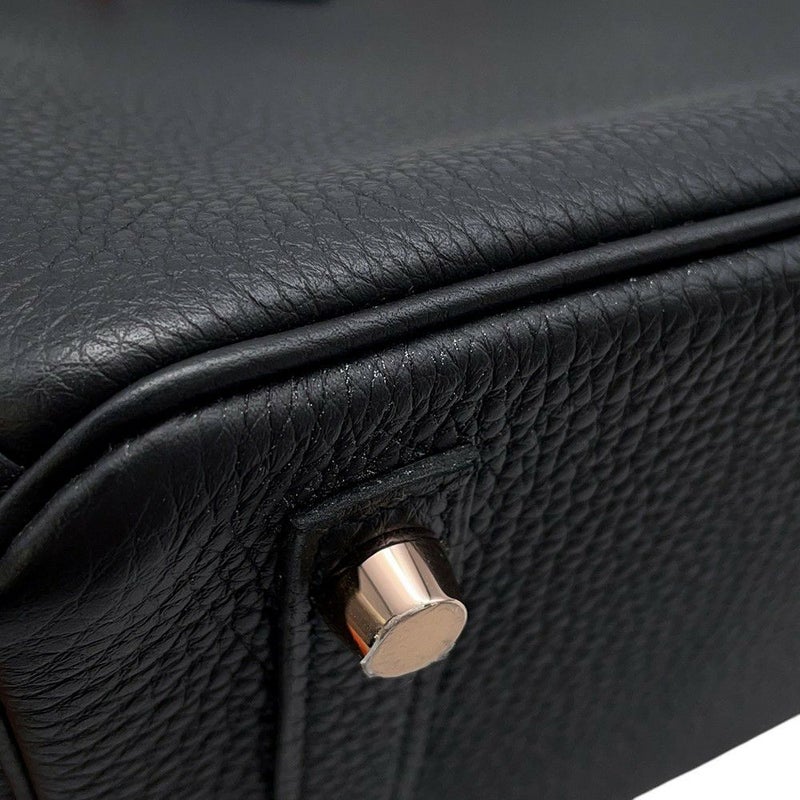 エルメス バーキン25 タッチ ブラック/ピンクゴールド金具 トゴ/アリゲーターマット Z刻印HERMES Birkin ハンドバッグ 黒