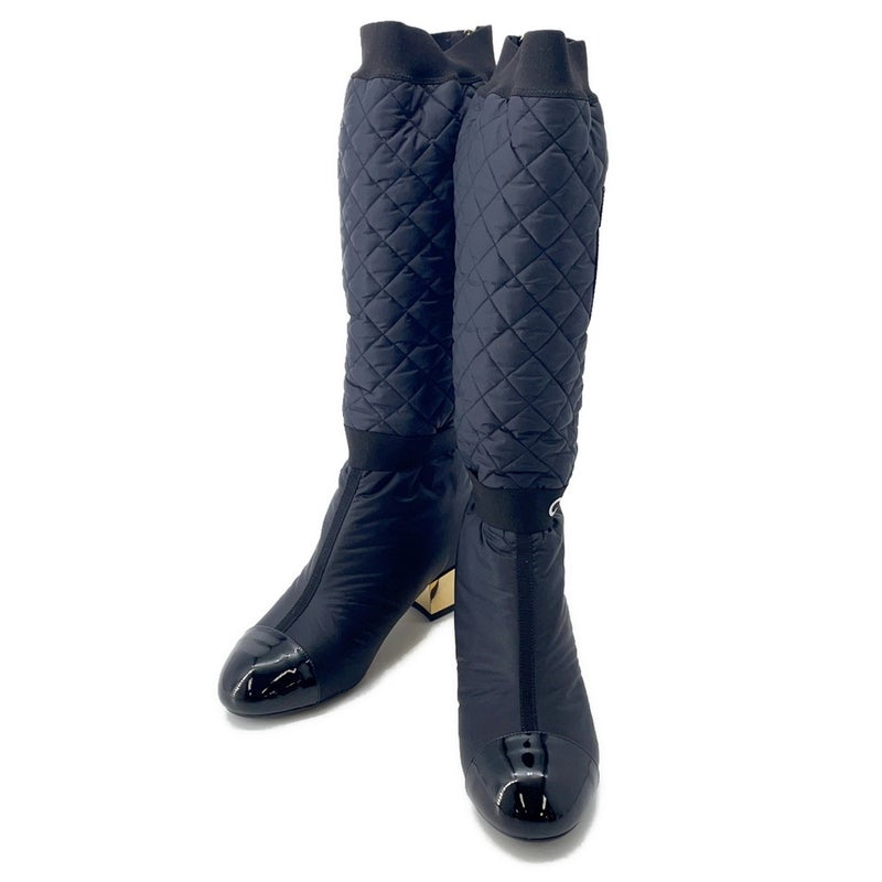 シャネル ロングブーツ ココマーク マトラッセ レディースサイズ39C G38428 CHANEL 靴 黒 2way アンクルブーツ