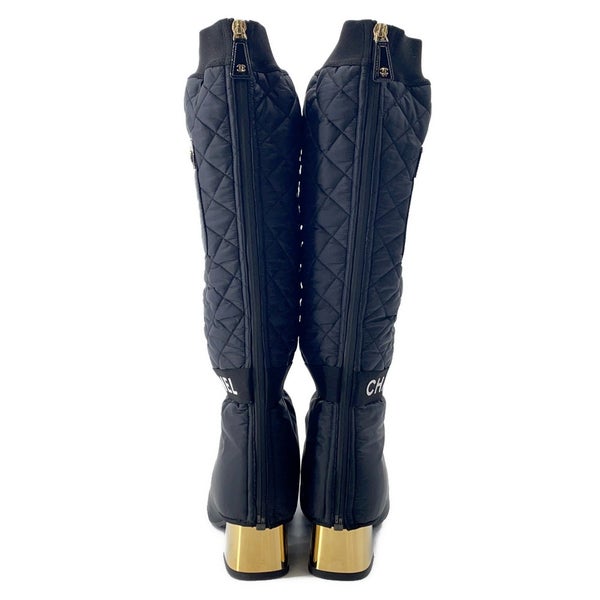 シャネル ロングブーツ ココマーク マトラッセ レディースサイズ39C G38428 CHANEL 靴 黒 2way アンクルブーツ