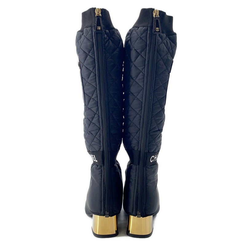 シャネル ロングブーツ ココマーク マトラッセ レディースサイズ39C G38428 CHANEL 靴 黒 2way アンクルブーツ