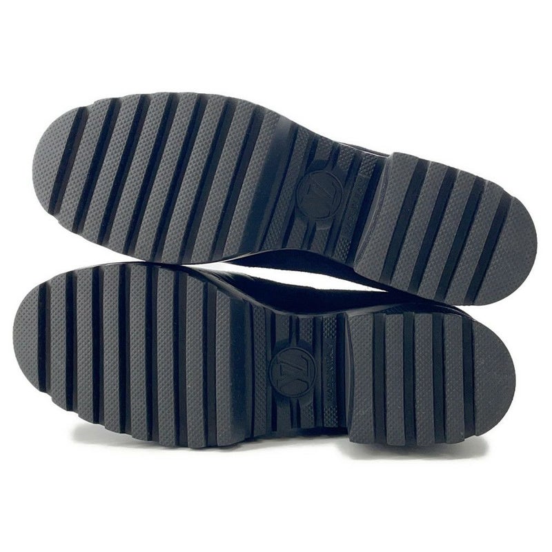 ルイヴィトン ブーツ カーフレザー スエード ローリエート ブーツ レディースサイズ37 ショートブーツ 黒 ブラック