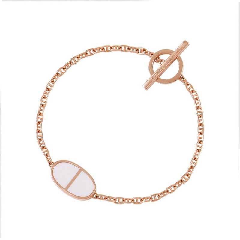 エルメス ブレスレット シェーヌダンクル ヴェルソ K18PGピンクゴールド/ホワイトセラミック サイズSH HERMES ジュエリー