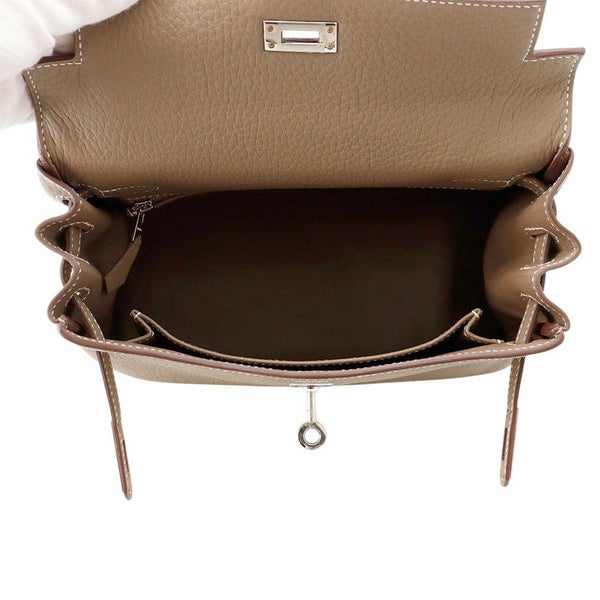 エルメス ハンドバッグ ケリー25 内縫い エトゥープ/シルバー金具 トゴ K刻印 2wayショルダー