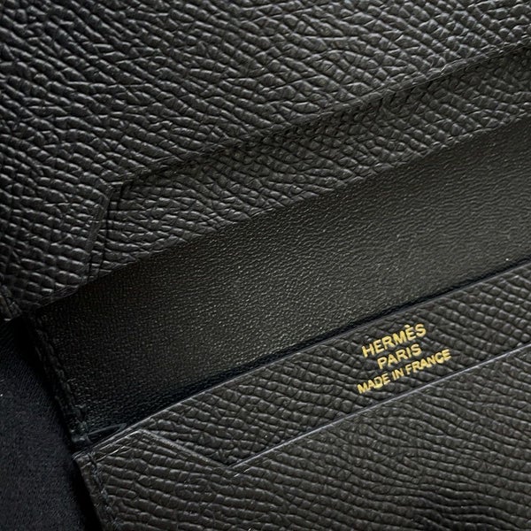 エルメス カードケース ベアン ミニ ブラック/ゴールド金具 エプソンW刻印 HERMES 名刺入れ 黒