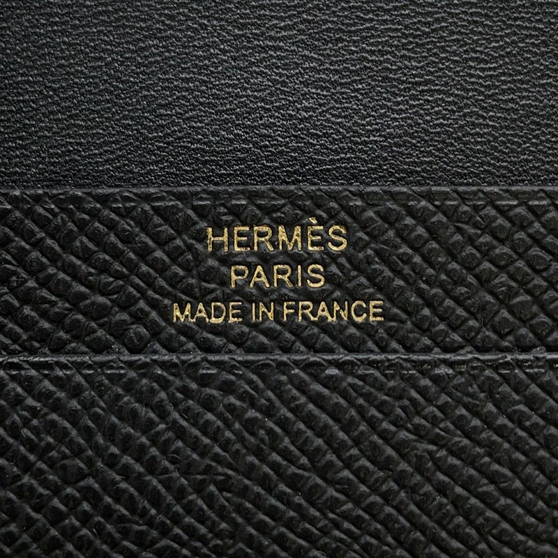 エルメス カードケース ベアン ミニ ブラック/ゴールド金具 エプソンW刻印 HERMES 名刺入れ 黒
