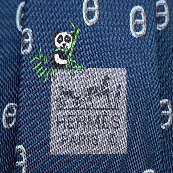エルメス ネクタイ マイヨン・パンダ シルクタイ HERMES メンズ 2023春夏