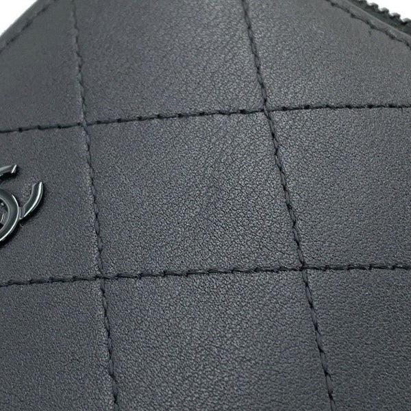 シャネル コインケース ココマーク マトラッセ L字ファスナー コンパクトウォレット カーフレザー AP3997 カードケース 黒