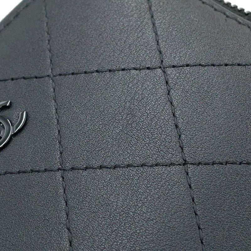 シャネル コインケース ココマーク マトラッセ L字ファスナー コンパクトウォレット カーフレザー AP3997 カードケース 黒