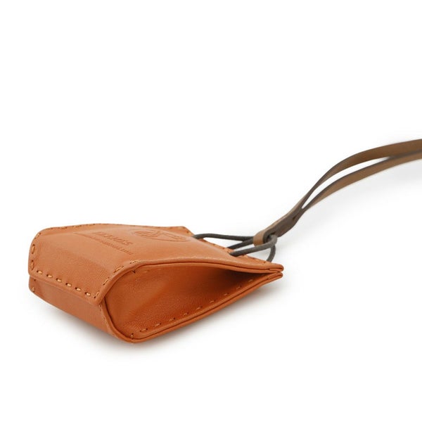 エルメス バッグチャーム ショッパー サックオランジュ フー/ゴールド ラムスキン Y刻印