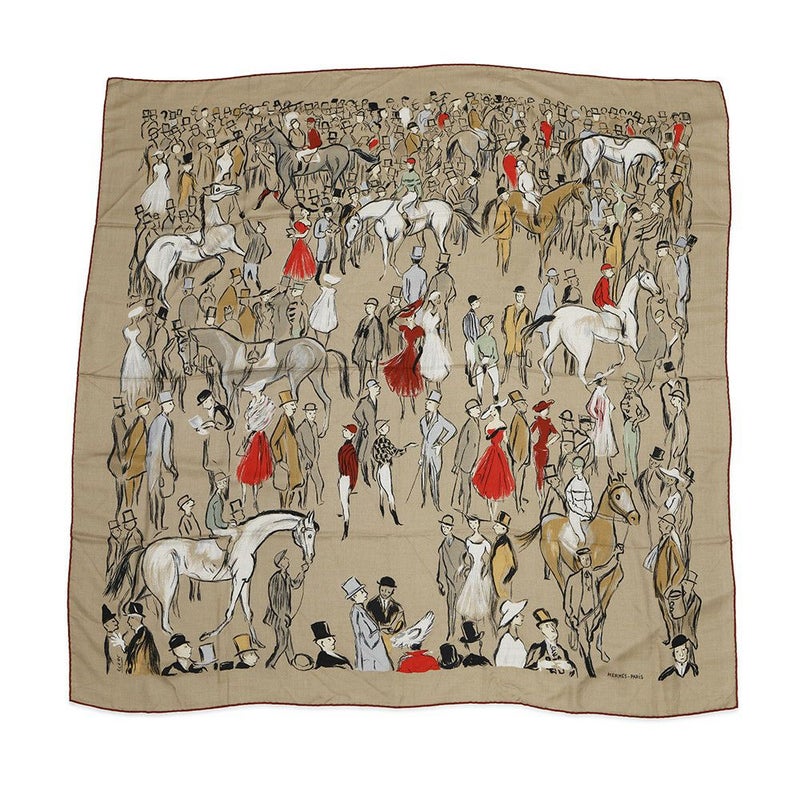 エルメス ストール カレ140 カレジェアン パドック Paddock HERMES カシミヤ シルク 2025年秋冬